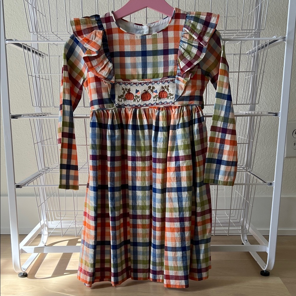 Bonnie Jean Pumpkin Plaid Dress
